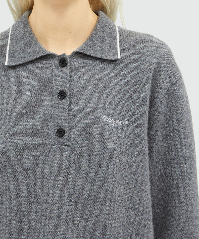 Polo in maglia di misto cashmere melange GRIGIO SCURO Donna 