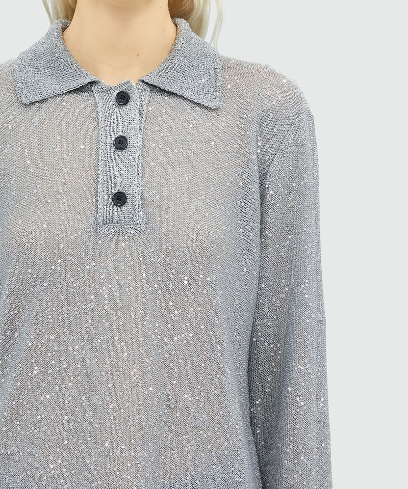 Glitter polo shirt DARK GREY Women 