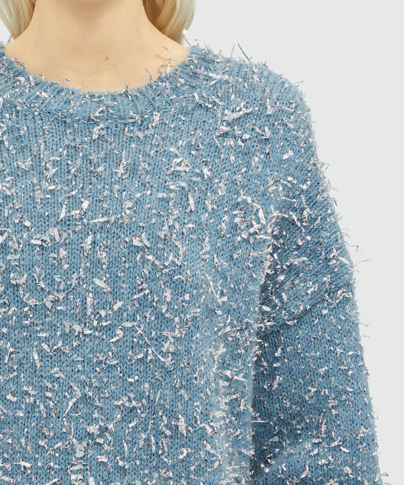 Blended wool and silver lamé thread sweater BLUE Women 