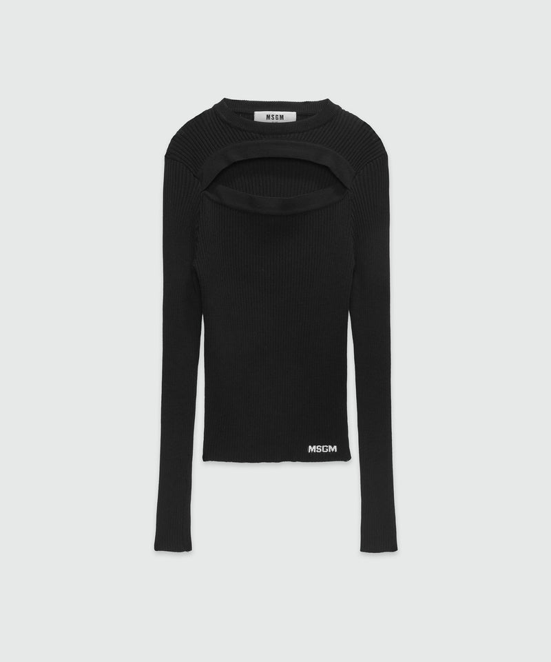 Ribbed viscose shirt BLACK Women 