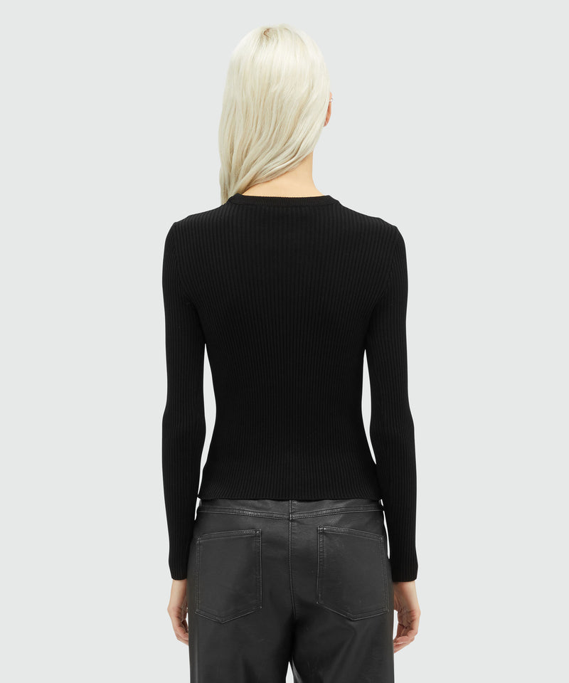 Ribbed viscose shirt BLACK Women 