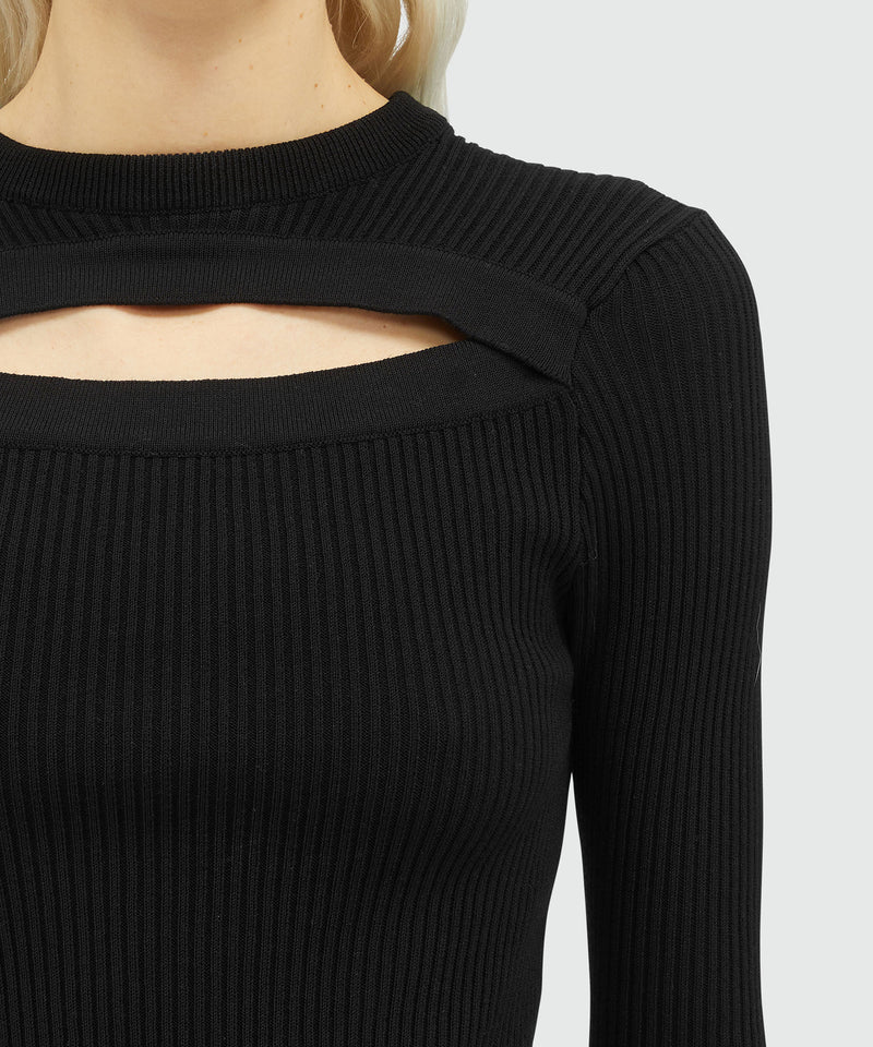 Ribbed viscose shirt BLACK Women 