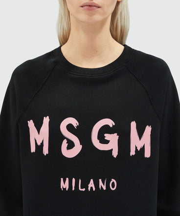 Black jersey sweatshirt with pink brushstroke logo