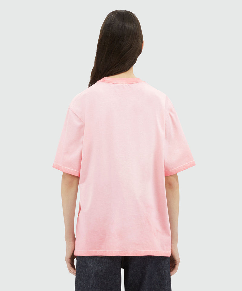 Pink faded-effect jersey T-shirt with brushstroke logo LIGHT PINK Women 