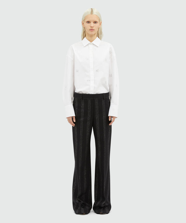 Fresh wool lurex pinstripe pants