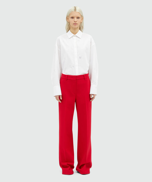 Red tailored palazzo pants