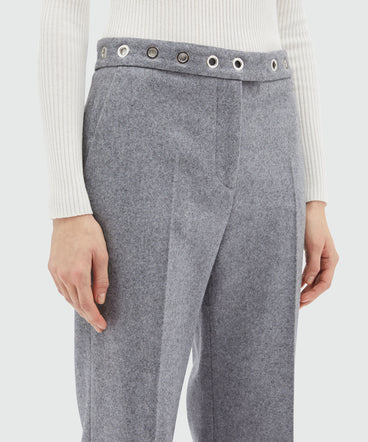 Cream wool pants with studs