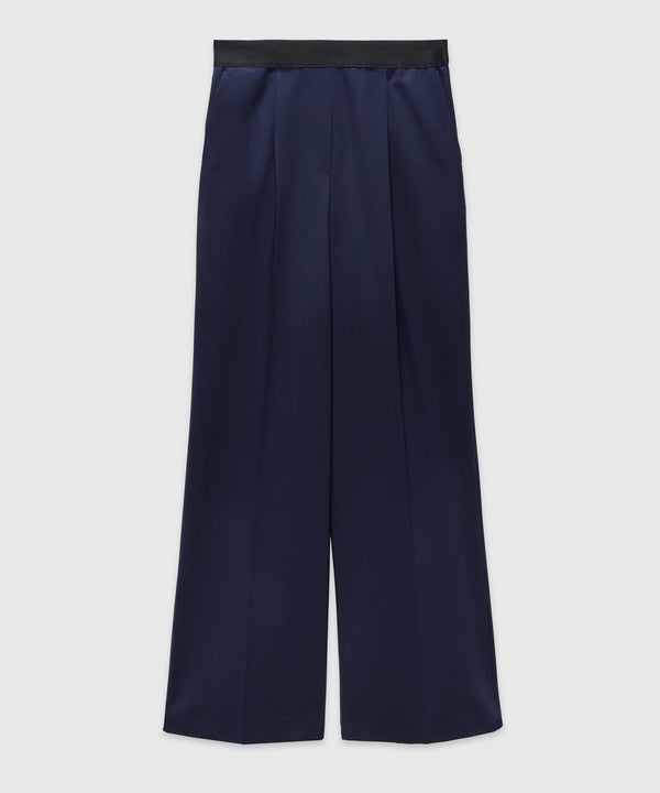 Wool palazzo pants with pleats