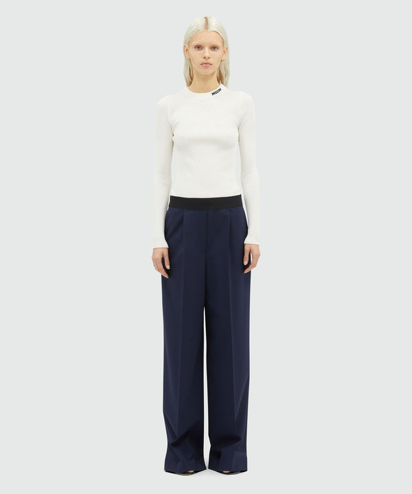 Wool palazzo pants with pleats