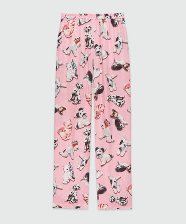 Straight pants with "Ceramic Puppies" motif