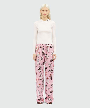 Straight pants with "Ceramic Puppies" motif