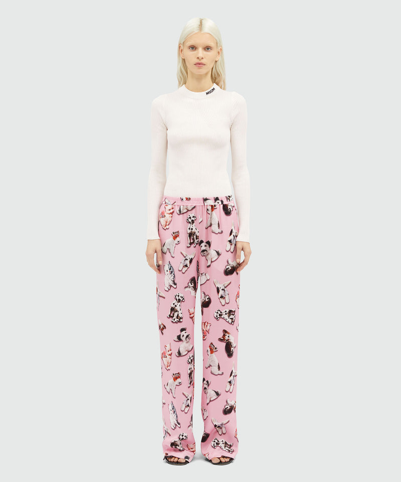 Straight pants with "Ceramic Puppies" motif LIGHT PINK Women 