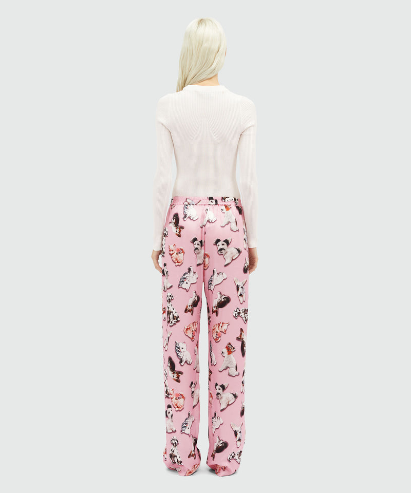 Straight pants with "Ceramic Puppies" motif LIGHT PINK Women 