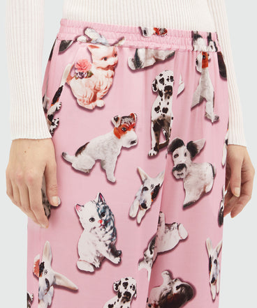 Straight pants with "Ceramic Puppies" motif