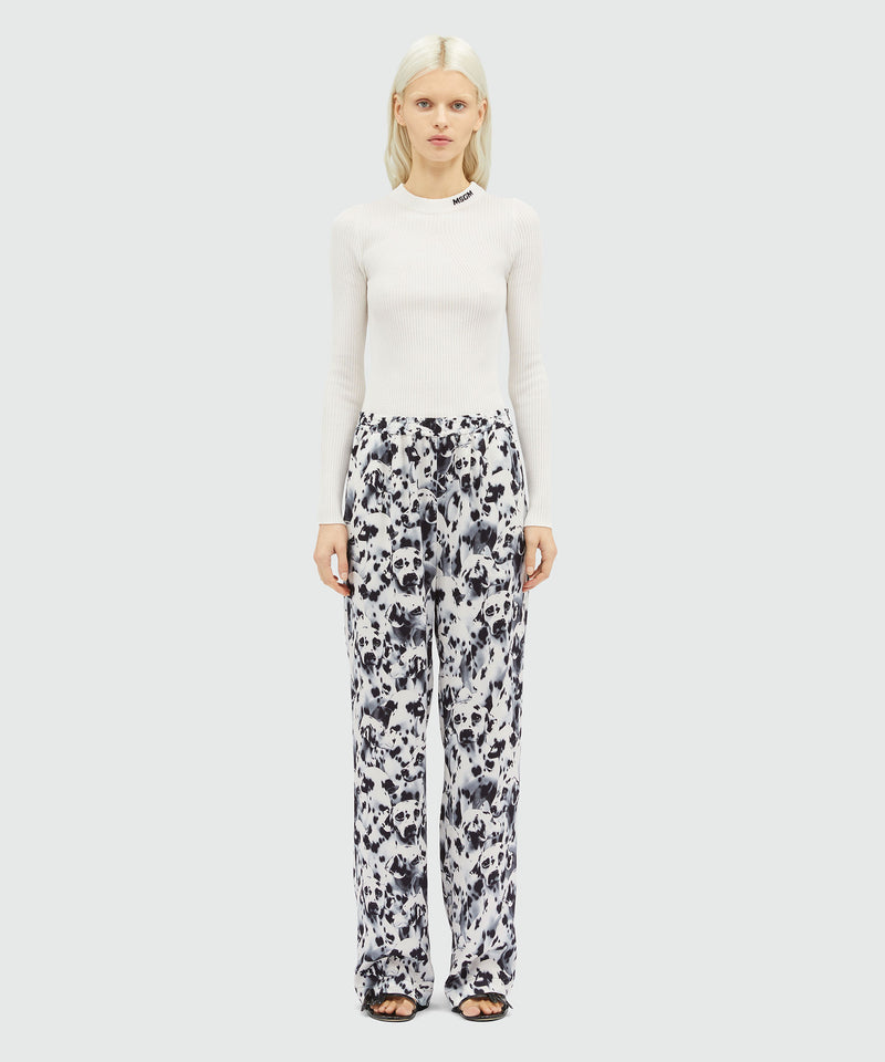 Straight pants with "Ceramic Dalmatian" motif WHITE Women 