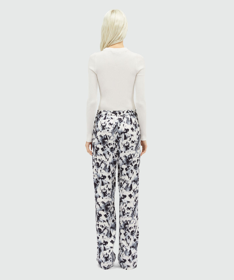 Straight pants with "Ceramic Dalmatian" motif WHITE Women 