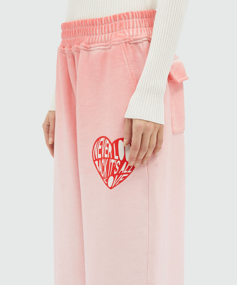 Pantalone jogger in jersey faded con stampa ROSA CHIARO Donna 