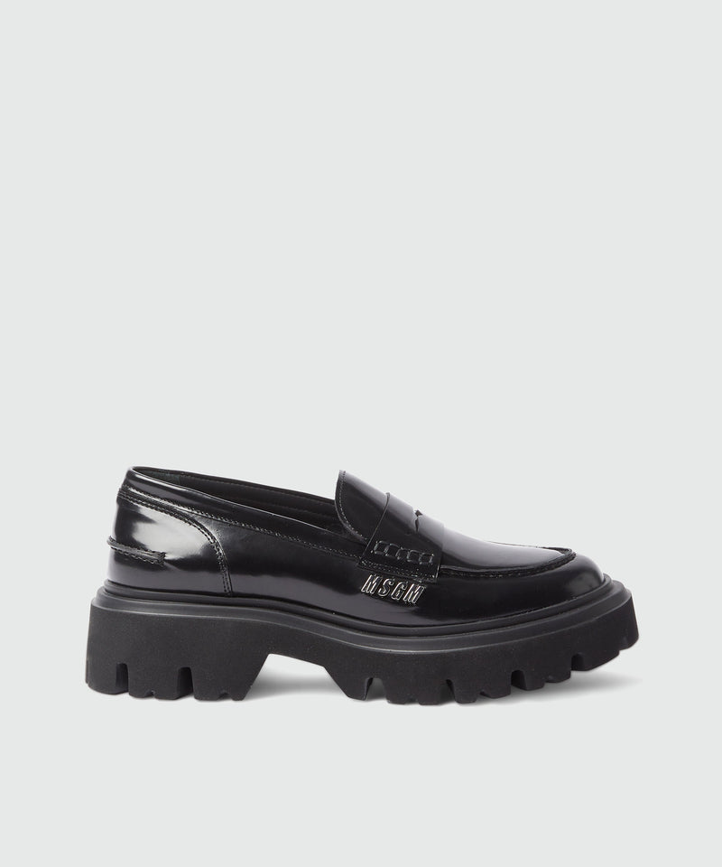 Black brushed leather loafers BLACK Women 