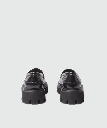 Black brushed leather loafers