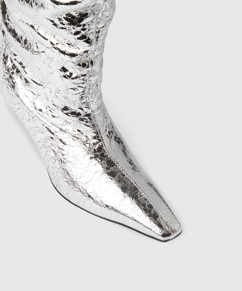 Laminated crackle leather boots SILVER Women 