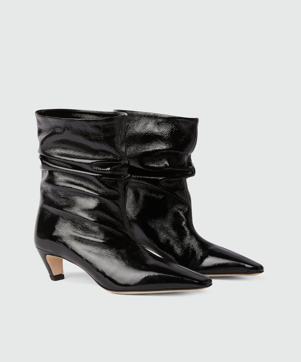 Patent leather ankle boots