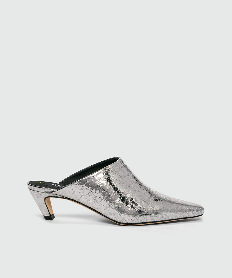 Silver crackle leather mules SILVER Women 