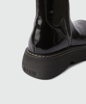 Black leather MSGM Chelsea boots