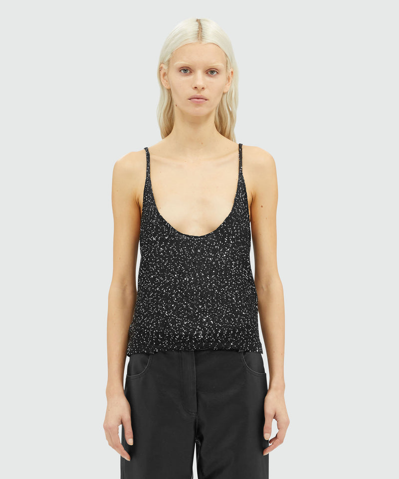 Glitter tank top shirt BLACK Women 