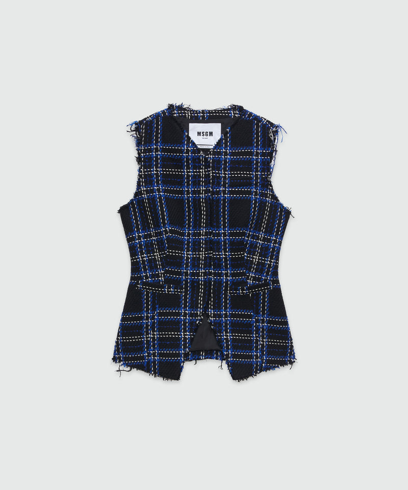 Tweed maxi-check vest BLACK Women 