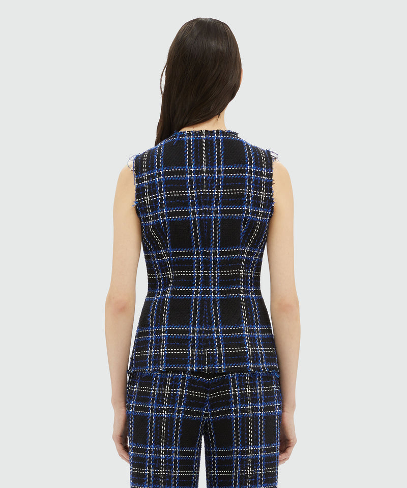 Tweed maxi-check vest BLACK Women 