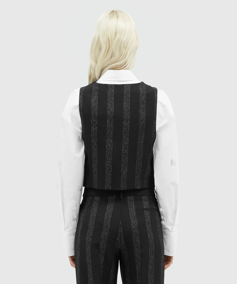 Wool lurex pinstripe vest BLACK Women 