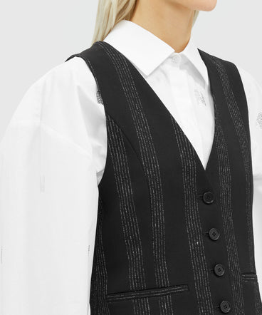 Wool lurex pinstripe vest