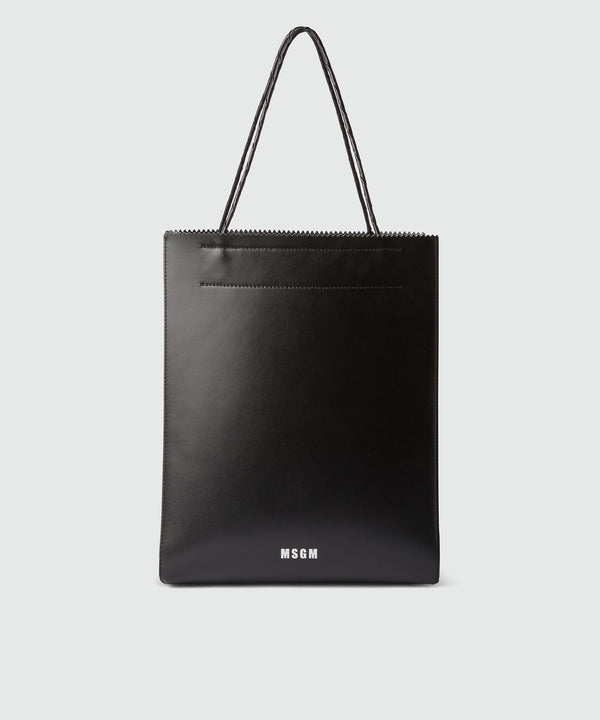 Large matte leather shopping bag