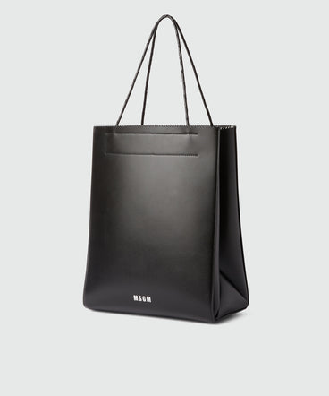 Large matte leather shopping bag