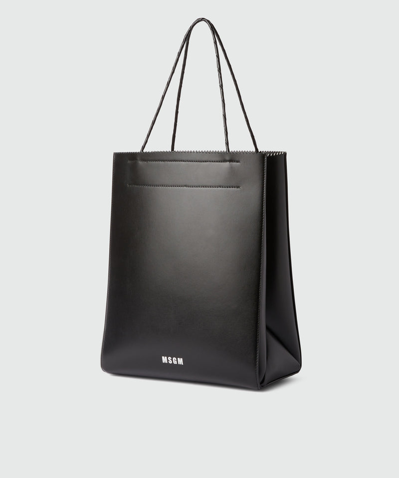 Large matte leather shopping bag BLACK Women 