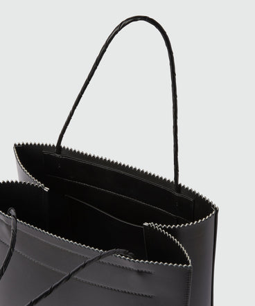 Large matte leather shopping bag