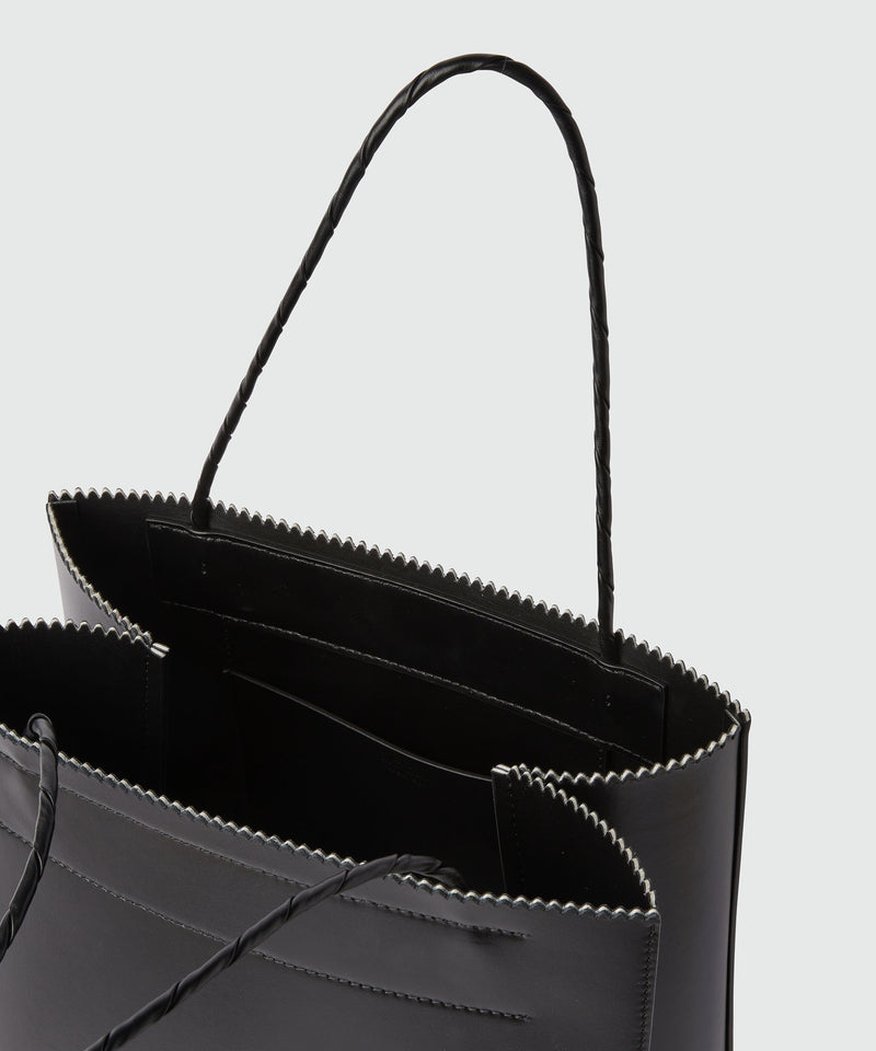 Large matte leather shopping bag BLACK Women 