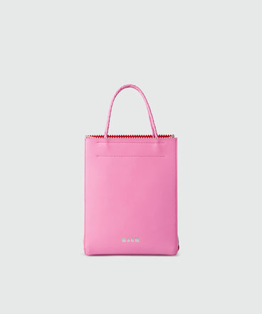 Small pink matte leather shopping bag