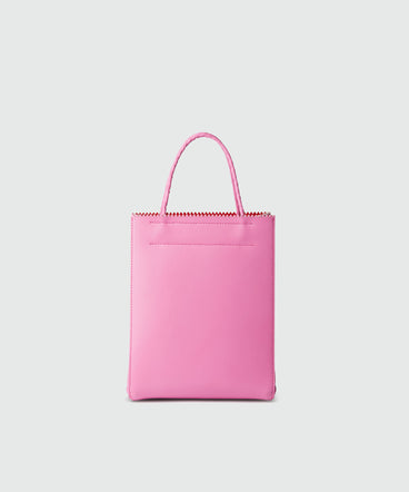 Small pink matte leather shopping bag