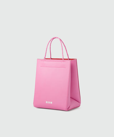 Small pink matte leather shopping bag