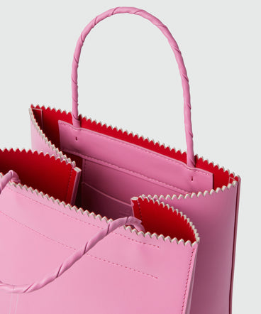 Small pink matte leather shopping bag