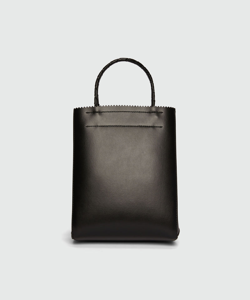 Black matte leather small tote bag BLACK Women 