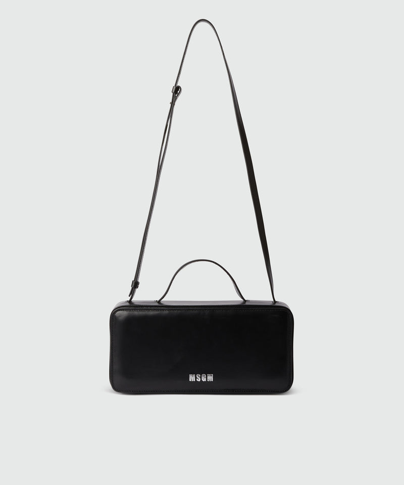 Large shiny leather CLAP BAG NERO Donna 