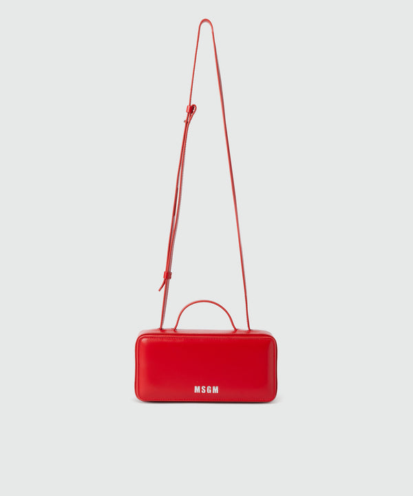 Small red shiny leather CLAP BAG