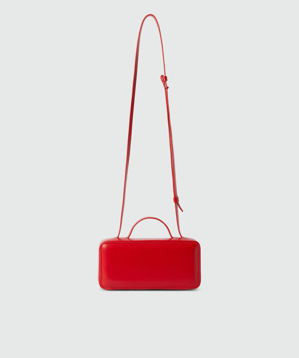 Small red shiny leather CLAP BAG