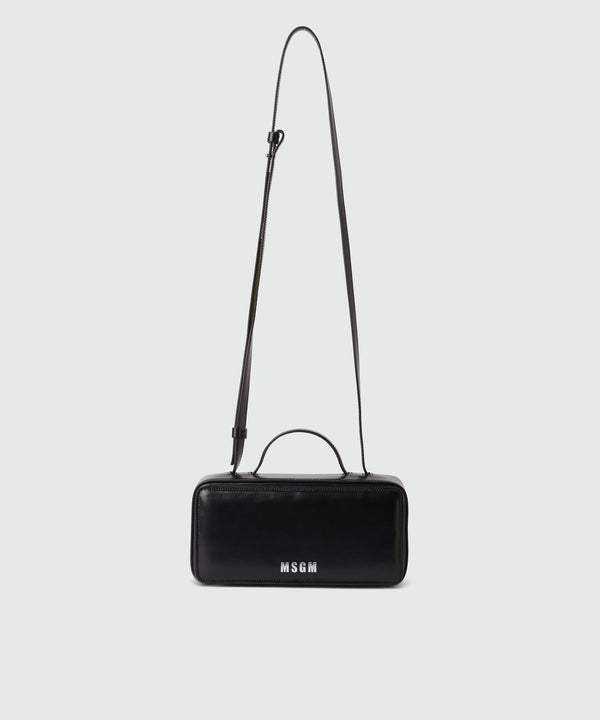 Small black shiny leather CLAP BAG