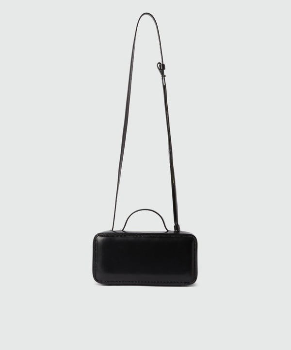 Small black shiny leather CLAP BAG