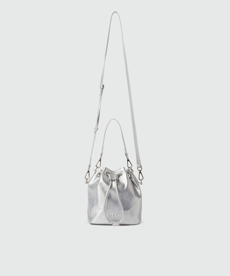 Laminated crackle faux-leather bucket bag SILVER Women 