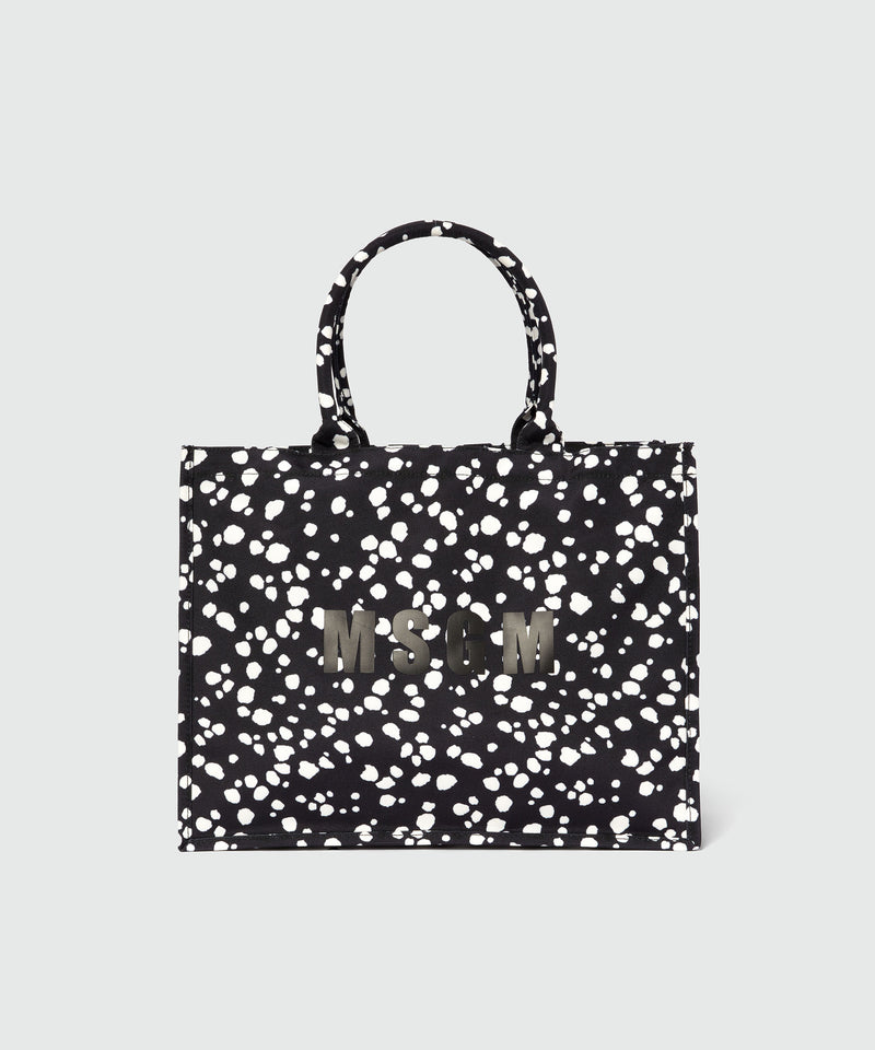 MSGM polka dot canvas tote bag BLACK Women 