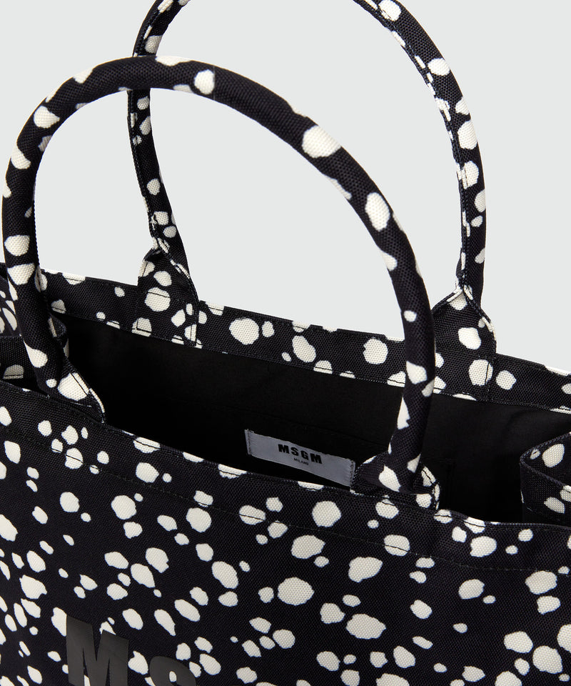 MSGM polka dot canvas tote bag BLACK Women 